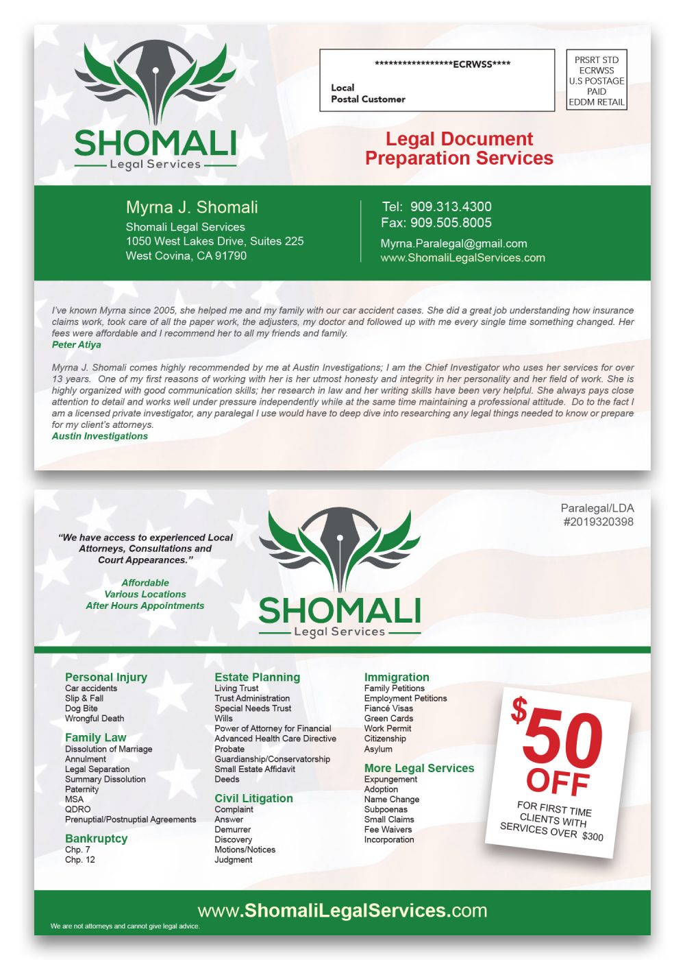 Shomali Legal Services Flyer